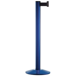 Gurtpfosten aus Aluminium, Pfosten blau, Auszug 2300 mm, Gurtfarbe Schwarz kaiserkraft