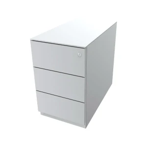 BISLEY Rollcontainer Note™, mit 3 Universalschubladen, HxBxT 502 x 300 x 565 mm, mit Griffleiste und Top, verkehrsweiß
