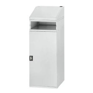Industrie-Stehpult, mit offenem Fach über dem Schrank, Breite 450 mm, lichtgrau