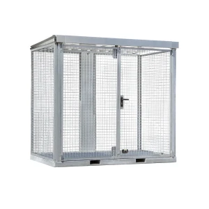 eurokraft pro Montierter Gasflaschen-Gittercontainer, 60 Flaschen mit Ø 230 mm, Bodenausführung Gitterrost