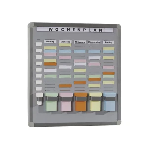 EICHNER T-Card Systemtafel, Hartschaum-Trägerplatte, grau, BxH 656 x 458 mm, mit 35 Fächern und 5 Reihen