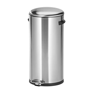 EKO Edelstahl-Treteimer, rund, Volumen 20 l, mit Pedal und Griffen