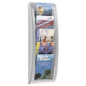 Paperflow Wandprospekthalter, 5 Fächer für Format DIN A5, alusilber, VE 2 Stk