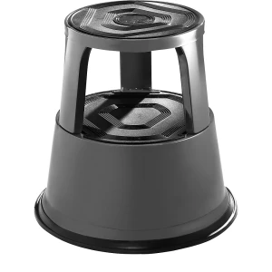 eurokraft pro Rollhocker aus stabilem Stahlblech, Höhe belastet 420 mm, drei Gleitrollen, schwarz, ab 3 Stk