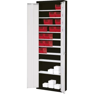 mauser Magazinschrank, ohne Sichtlagerkästen, HxBxT 2150 x 680 x 280 mm, zweifarbig, Korpus schwarz, Türen grau