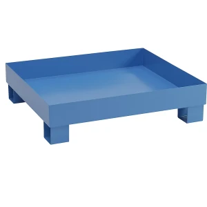 eurokraft basic Auffangwanne für 60 l, LxBxH 800 x 1300 x 205 mm, mit Zulassung, blau pulverbeschichtet, ohne Gitterrost