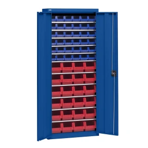 eurokraft pro Materialschrank mit Lagerkästen, Höhe 1575 mm, 11 Fachböden, enzianblau