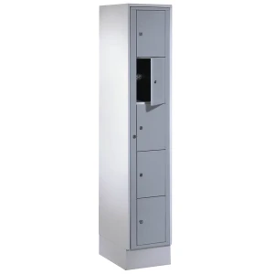 Wolf Wäscheausgabeschrank, HxBxT 1800 x 350 x 500 mm, 5 Fächer, lichtgrau / silbergrau