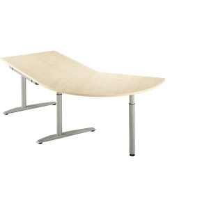 HANNA - Ansatztisch, höhenverstellbar 650 - 850 mm, 3/8-Kreis, mit Stützfuß, Dekor Ahorn kaiserkraft