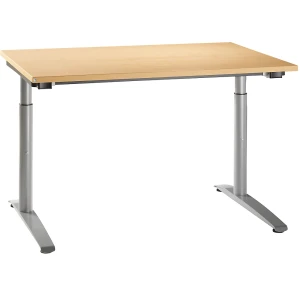 kaiserkraft HANNA - Secretária com estrutura de pés em C, regulável em altura 650 - 850 mm, largura 1200 mm, imitação de faia, HANNA - Secretária com