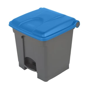 Probbax Balde do lixo com pedal , volume 30 l, LxAxP 410 x 435 x 400 mm, cinzento, tampa azul, Balde do lixo com pedal, volume 30 l, LxAxP 410 x 435 x