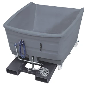 kaiserkraft Recipiente basculante para cargas pesadas, de polietileno, capacidade 0,75 m³, cinzento, Recipiente basculante para cargas pesadas, de
