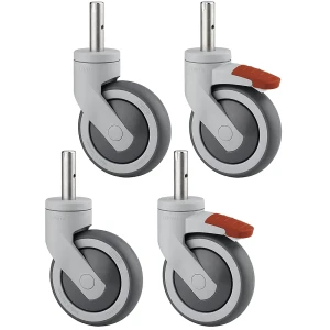 TENTE Kunststoffrolle, Set-Angebot, 2 Lenkrollen mit Doppelstopp und 2 Lenkrollen, Zapfen, Rad-Ø x Breite 100 x 32 mm