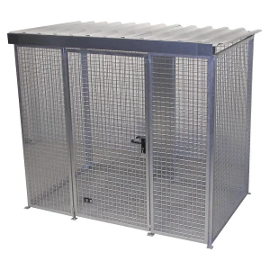 eurokraft pro Gasflaschen-Gittercontainer, mit Dach und Einflügeltor, BxT 2400 x 1500 mm
