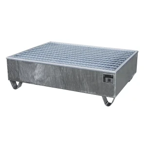 eurokraft pro Stahl-Auffangwanne mit PE-Einsatz, für 200-l-Fässer, LxBxH 1215 x 815 x 365 mm, verzinkt