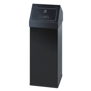 Abfallbehälter, Aluminium, mit Push-Deckel, Volumen 110 l, BxHxT 390 x 1000 x 390 mm, schwarz kaiserkraft