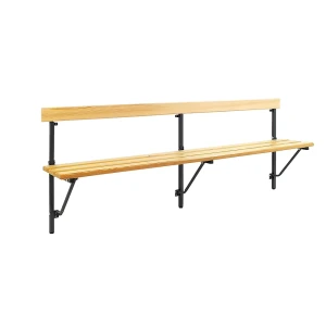 Sypro Klappbare Wandbank, feste Länge 2000 mm, mit Holzauflage