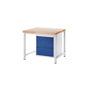 RAU Bancada de trabalho, estrutura modular , 3 gavetas, tamanho L 1 x 120/180/240 mm de altura, profundidade 900 mm, largura 1000 mm, Bancada de