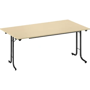 kaiserkraft Mesa rebatível, com esquinas arredondadas, armação em tubo redondo, forma do tampo retangular, 1400 x 700 mm, armação preta, tampo