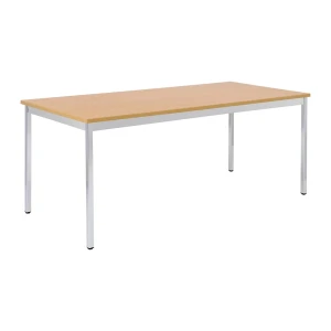 eurokraft basic Mehrzwecktisch, rechteckig, BxH 1200 x 740 mm, Tiefe 800 mm, Platte Buche-Dekor, Gestell verchromt