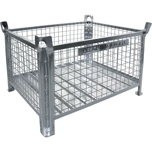 Heson Recipiente de empilhar com fundo em chapa de aço , CxL 1200 x 800 mm, galvanizado, Recipiente de empilhar com fundo em chapa de aço, CxL 1200 x