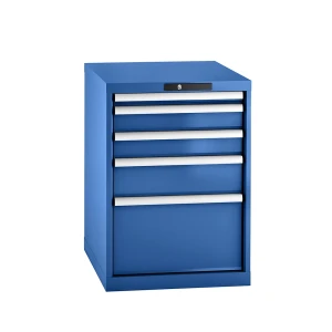 LISTA Schubladenschrank, Stahlblech, HxB 800 x 564 mm, 5 Schubladen, enzianblau