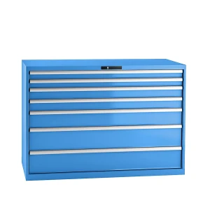 LISTA Schubladenschrank, Stahlblech, HxB 1000 x 1431 mm, 7 Schubladen, Tragkraft 75 kg, lichtblau