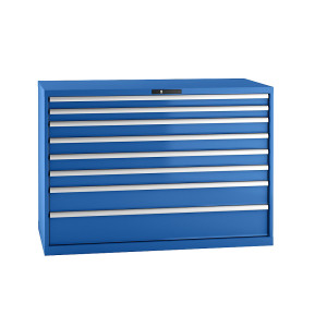 LISTA Schubladenschrank, Stahlblech, HxB 1000 x 1431 mm, 8 Schubladen, Tragkraft 75 kg, enzianblau