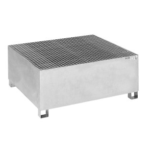eurokraft basic Stahl-Auffangwanne für Tankcontainer IBC/KTC, für 1 x 1000-l-Container / 4 x 200-l-Fass stehend, feuerverzinkt