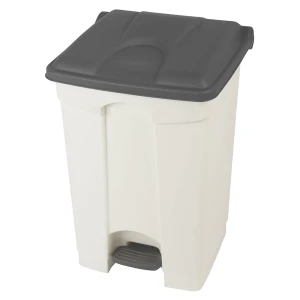 Probbax Balde do lixo com pedal , volume 45 l, LxAxP 410 x 600 x 400 mm, branco, tampa cinzenta, Balde do lixo com pedal, volume 45 l, LxAxP 410 x 600