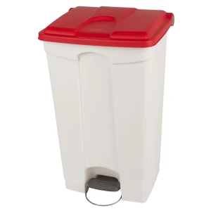 Probbax Balde do lixo com pedal , volume 90 l, LxAxP 505 x 790 x 410 mm, branco, tampa vermelha, Balde do lixo com pedal, volume 90 l, LxAxP 505 x 790