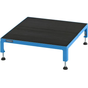 eurokraft pro Plataforma de trabalho, ajustável em altura 165 - 230 mm , com placa em borracha estriada, plataforma CxL 610 x 610 mm, azul claro,