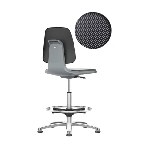 bimos Arbeitsdrehstuhl LABSIT, mit Bodengleitern und Fußring, Sitz Supertec, anthrazit