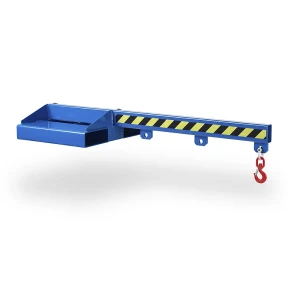 kaiserkraft Braço de carga com gancho de carga rotativo, azul genciana RAL 5010, comprimento 1500 mm, capacidade de carga 2500 kg, Braço de carga com