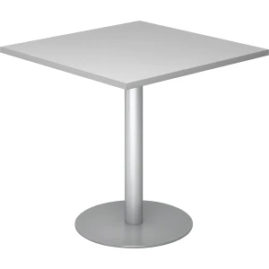 kaiserkraft Mesa de reunião, CxL 800 x 800 mm, 755 mm de altura, estrutura prateada, tampo de trabalho cinzento claro, Mesa de reunião, CxL 800 x 800