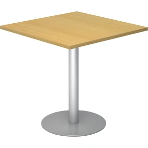 Besprechungstisch, LxB 800 x 800 mm, 755 mm hoch, Gestell silber, Platte Buche-Dekor kaiserkraft