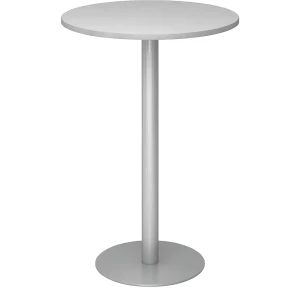 Stehtisch, Ø 800 mm, 1116 mm hoch, Gestell silber, Platte lichtgrau kaiserkraft