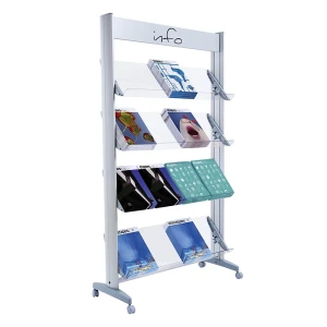 Paperflow Mobiler Metall-Prospektständer, mit Plexiglasböden, Breite 940 mm