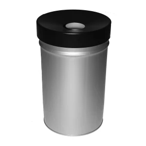 Abfallbehälter, selbstlöschend, Volumen 60 l, HxØ 630 x 392 mm, neusilber kaiserkraft