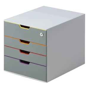 DURABLE Schubladenbox VARICOLOR®, HxBxT 292 x 280 x 356 mm, abschließbar, 4 Schubladen, grau
