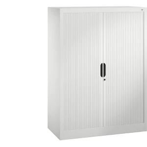 C+P Rollladenschrank mit Horizontal-Jalousie, HxBxT 1345 x 1000 x 420 mm, 3 Fachböden, 3,5 Ordnerhöhen, verkehrsweiß