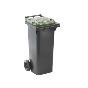 Mülltonne DIN EN 840, Volumen 80 l, BxHxT 448 x 975 x 530 mm, anthrazit, Deckel grün kaiserkraft