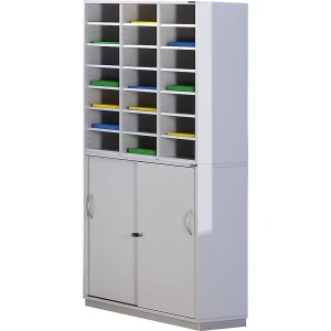eurokraft pro Sortieraufsatz mit Unterschrank, HxBxT 1864 x 913 x 420 mm, 21 Fächer, lichtgrau