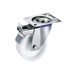 Proroll Polyamid-Rad, Gehäuse Edelstahl, Rad-Ø x Breite 100 x 32 mm, Lenkrolle mit Doppelstopp