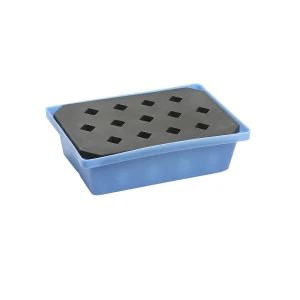 kaiserkraft Cuba em PE para recipientes pequenos e paletes, CxLxA 600 x 400 x 170 mm, volume coletável 20 l, com grade em PE, Cuba em PE para