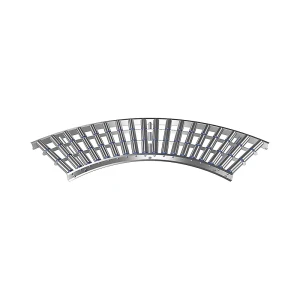 Gura Leicht-Rollenbahn, Aluminiumrahmen mit Aluminiumrollen, Bahnbreite 500 mm, Kurve 90°, Innenradius 800 mm, Achsabstand 100 mm