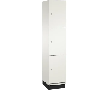 C+P 3er-Schließfachschrank Cambio, 1 Abteil, reinweiß / weiß, HPL-Tür, B 400 mm, 3 Fächer