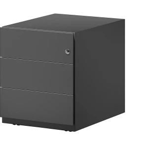 BISLEY Rollcontainer Noteâ„¢, mit 3 Universalschubladen, HxBxT 495 x 420 x 565 mm, mit Griffleiste, schwarz