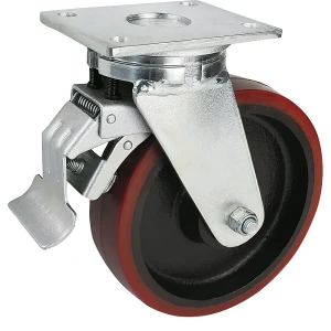 Proroll Polyurethan-Reifen, Plattenmaß 175 x 140 mm, Rad-Ø x Breite 300 x 75 mm, Lenkrolle mit Doppelstopp
