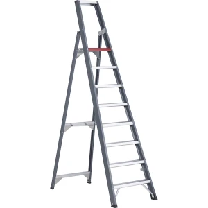Altrex Alu-Stufenstehleiter, einseitig begehbar, mit Ablageschale, 8 Stufen, Arbeitshöhe 3900 mm